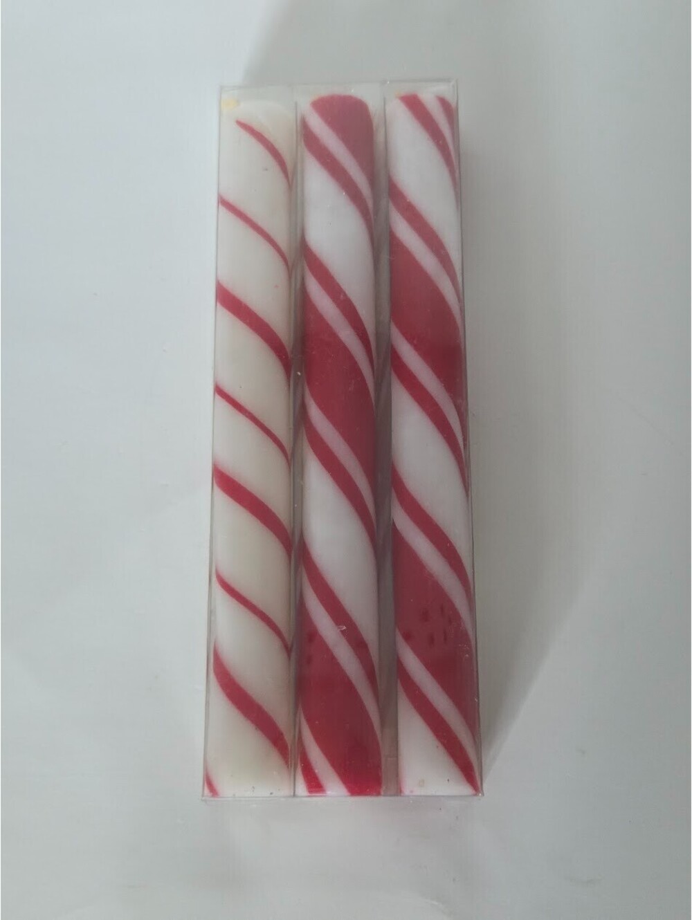 Pier 1 Candy Cane Stripe Column Candles Set of 3 Holiday Red White Swirl